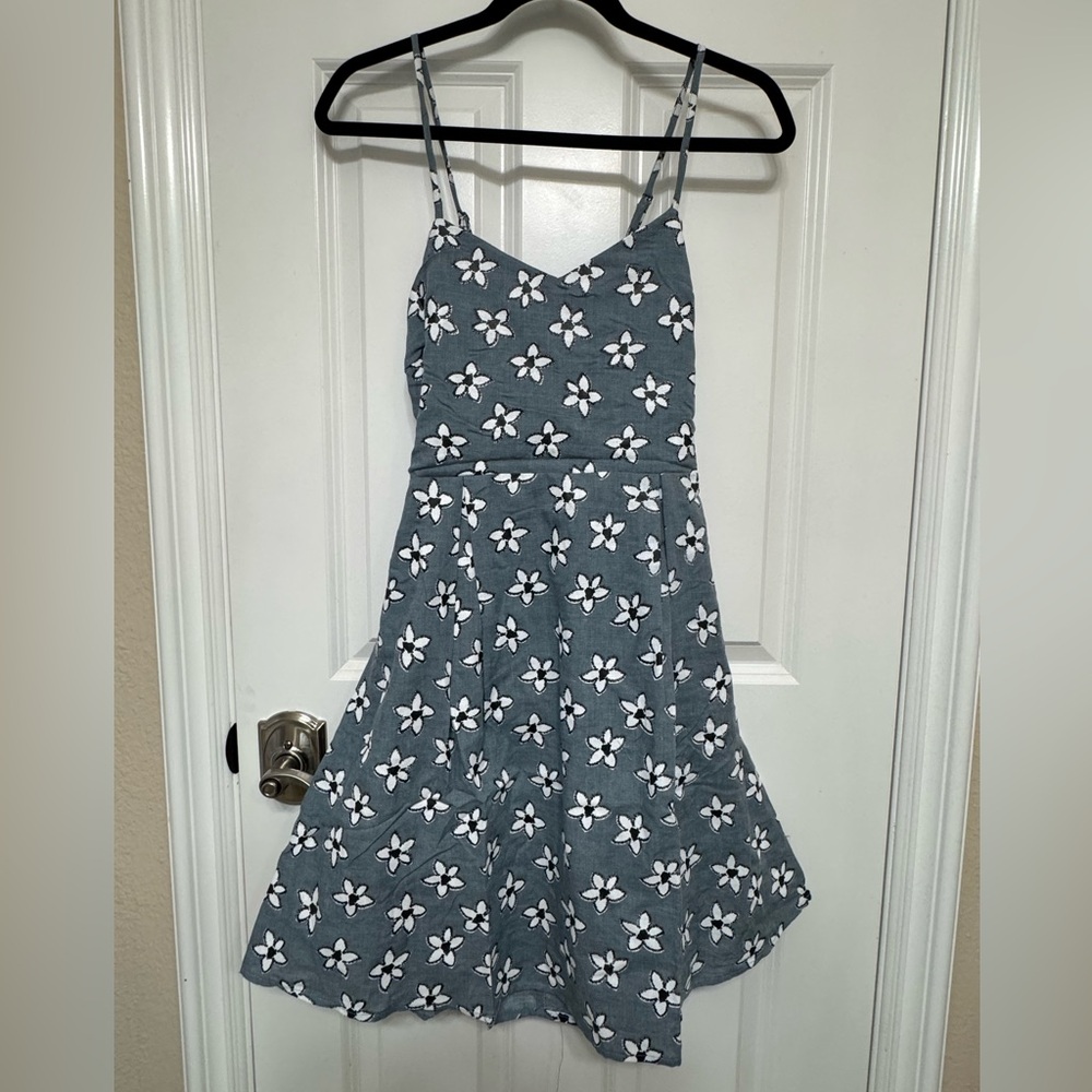 Hayden Los Angeles Floral Print A Line Mini Dress Cutout Back Tie Straps